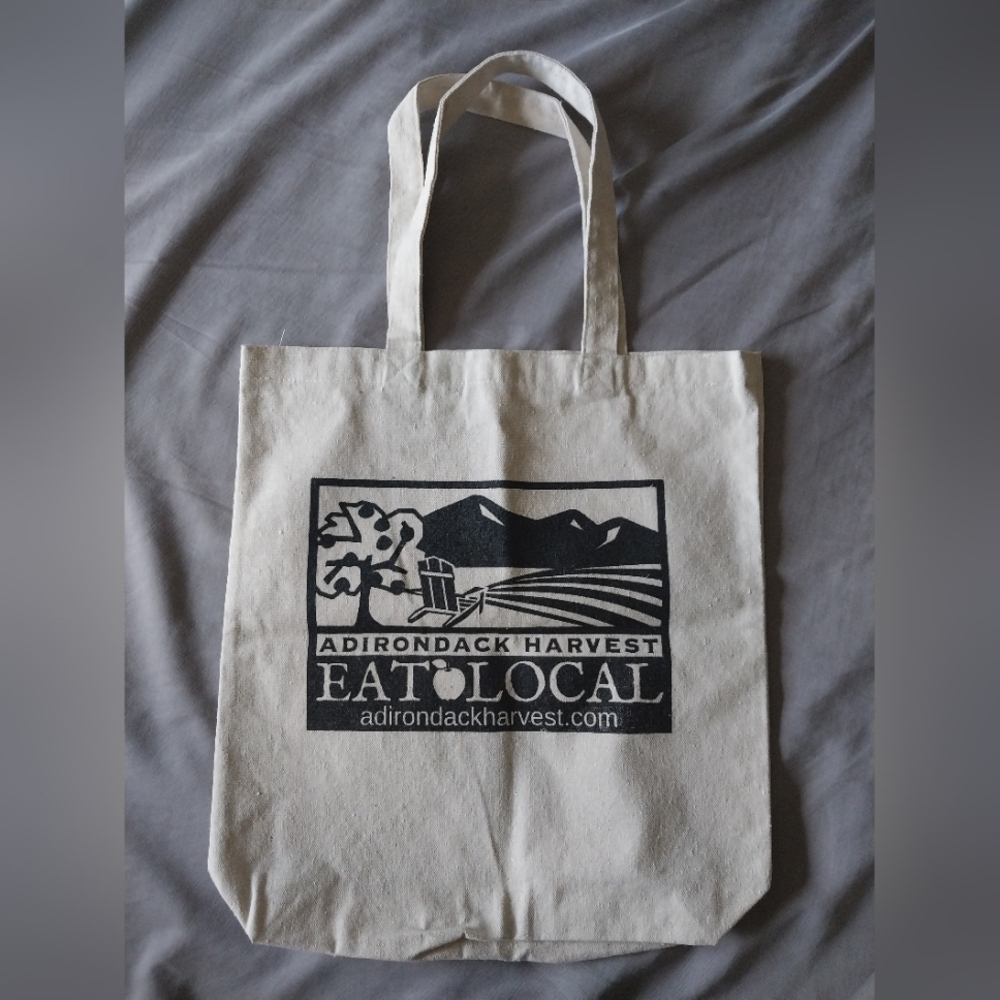 "Eat Local" Adirondack Harvest canvas tote bag